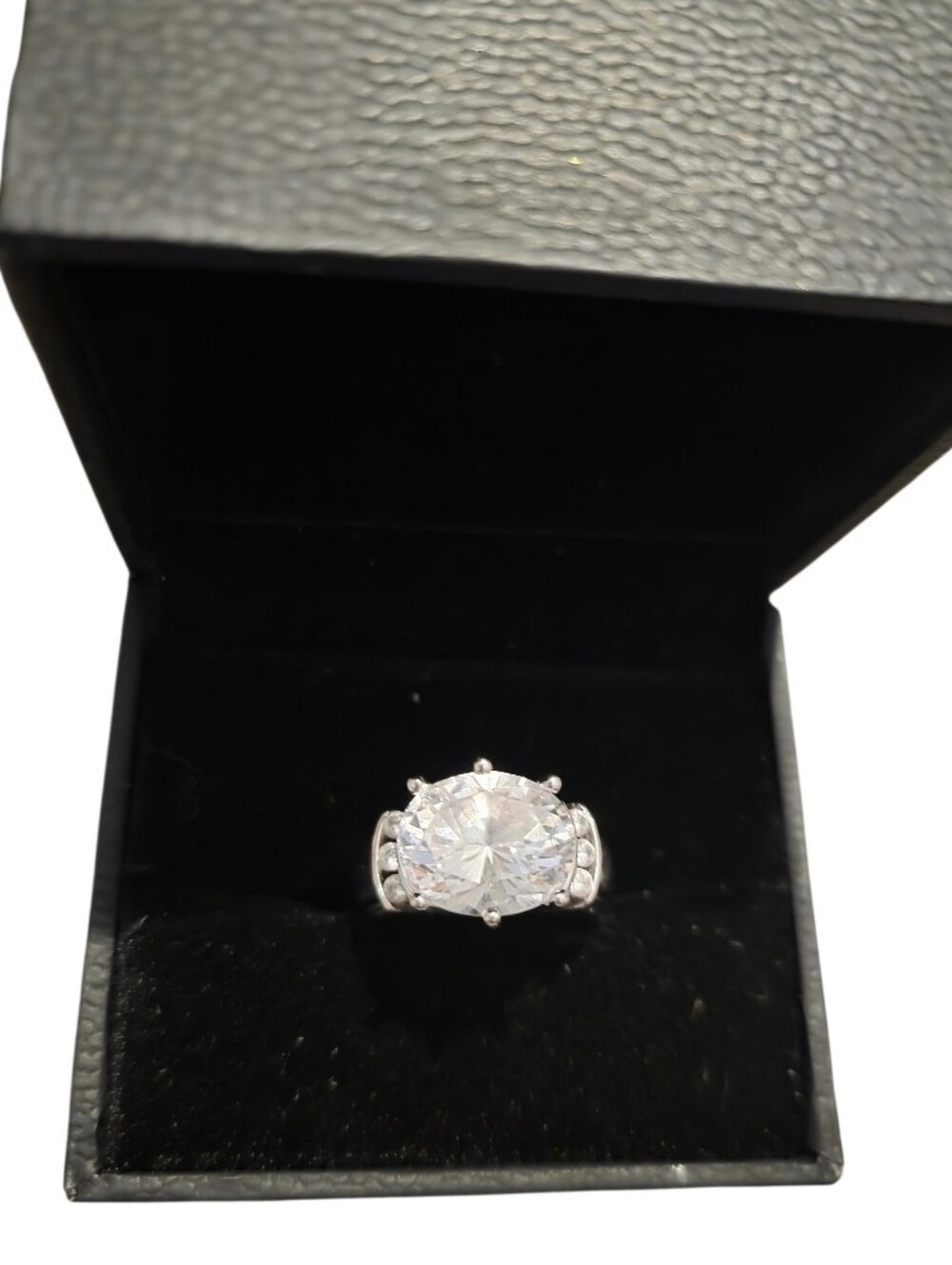 Brilliant White Stone Statement Ring in Silver